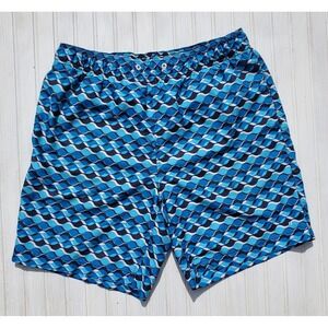 Speedo Mens Swim Trunks Blue Mesh Liner 3 Pockets Medium 7" Inseam Surf
